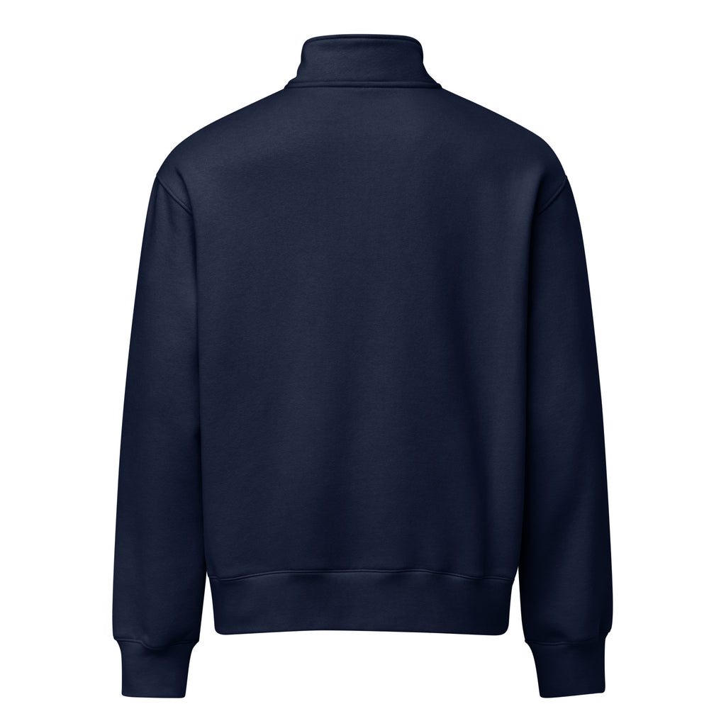 NOBLE Midweight Quarter-Zip Pullover in Navy - unisex premium streetwear fleece layer - Back view