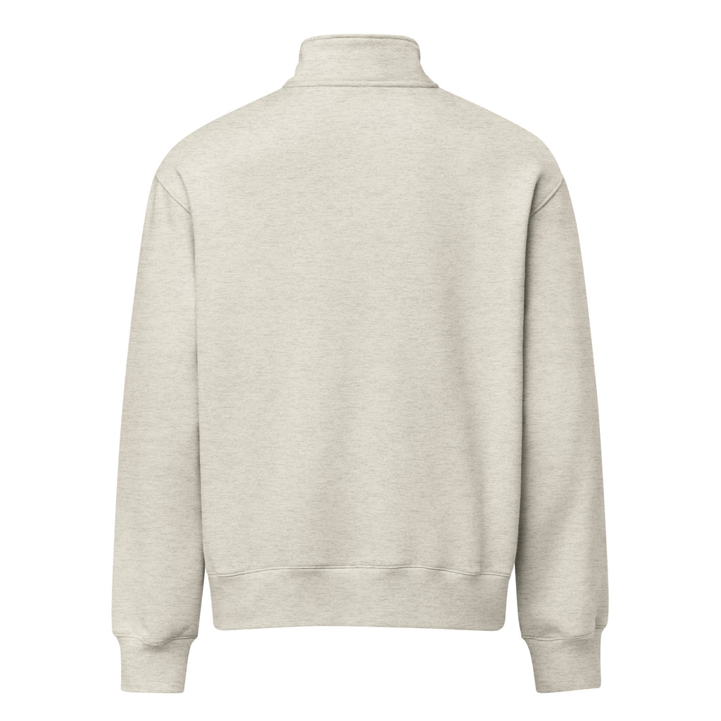 NOBLE Midweight Quarter-Zip Pullover in Vintage Heather Grey - unisex premium streetwear fleece layer - Back view