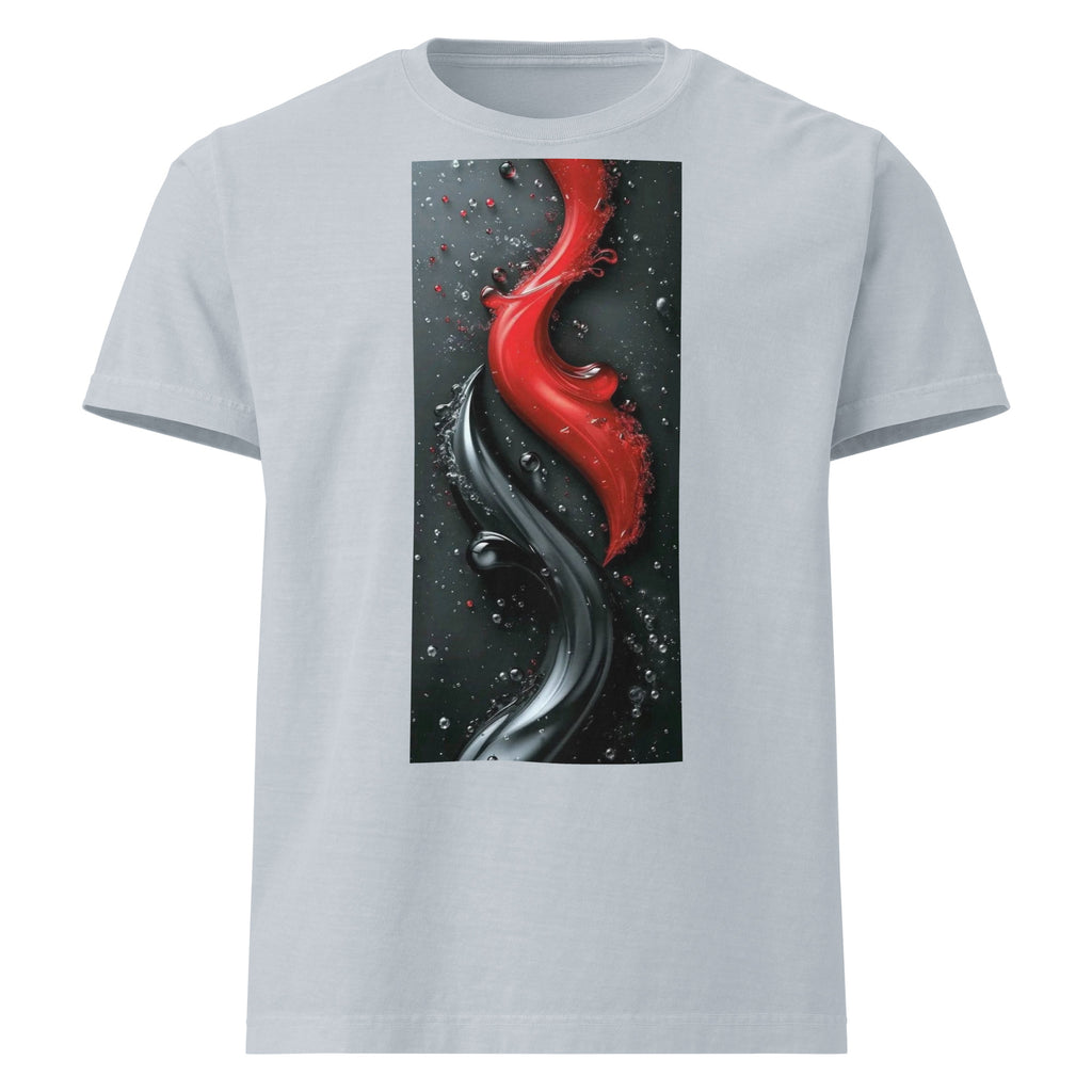 NOBLE Oversized Graphic Tee - Light Washed Denim garment-dyed unisex premium streetwear t-shirt - front view