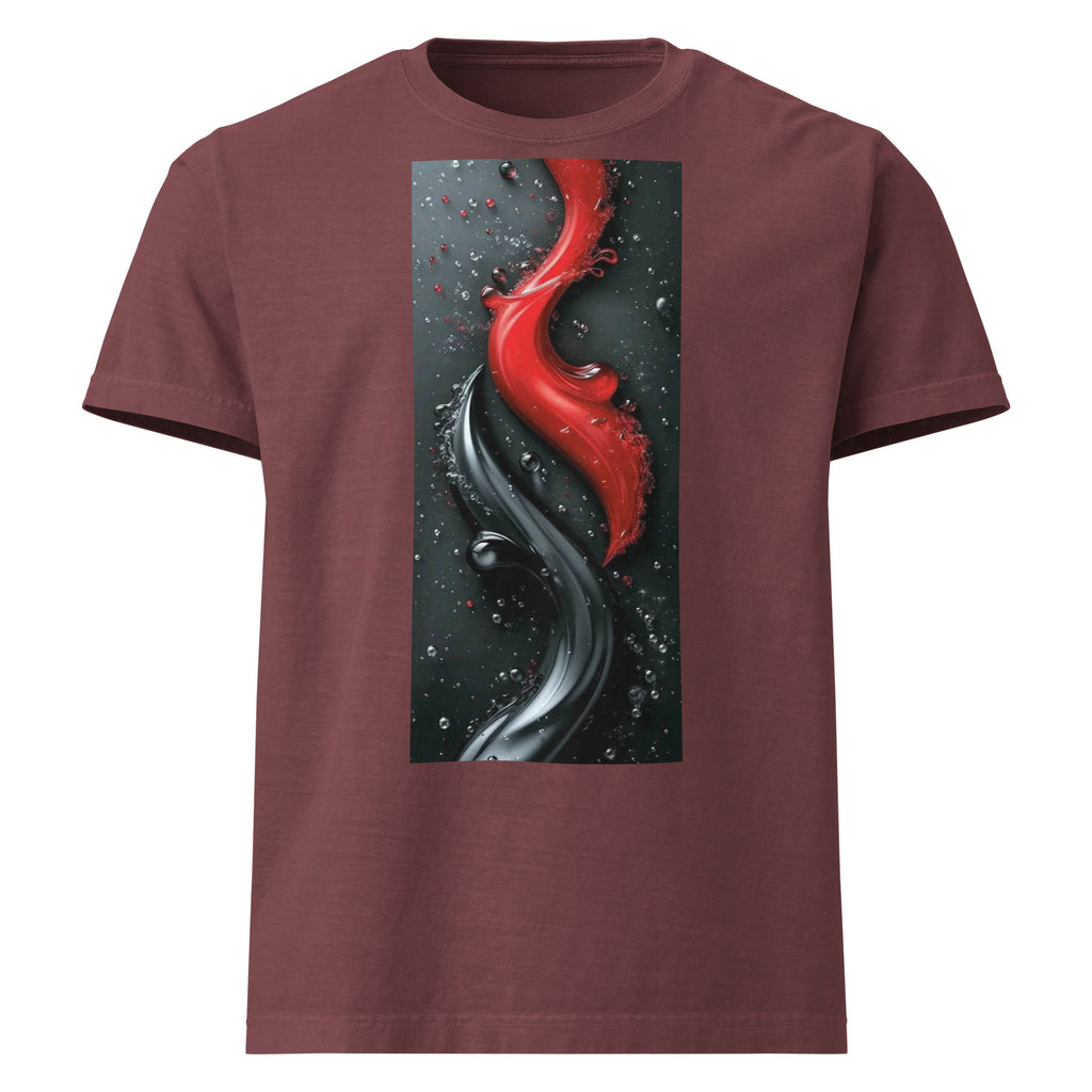 NOBLE Oversized Graphic Tee - Washed Maroon garment-dyed unisex premium streetwear t-shirt - front view